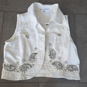 White Embellished Kids Tank Top